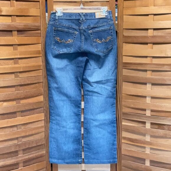 Duplex Girls Blue Denim Jeans Size 14 Waist 26” Inseam 27.5” Embroidered - Picture 2 of 8
